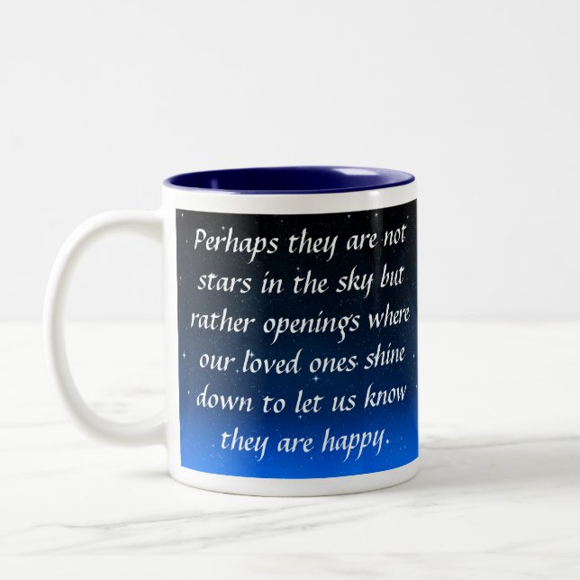 Perhaps they are not stars in the sky but openings Two-Tone coffee mug (Left)