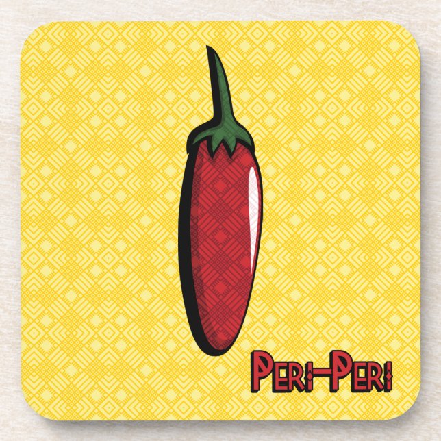 Peri-Peri Chili Pepper Plastic Coaster (Front)