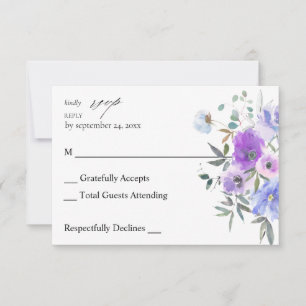 Peri & Purple Floral no Meal RSVP Card
