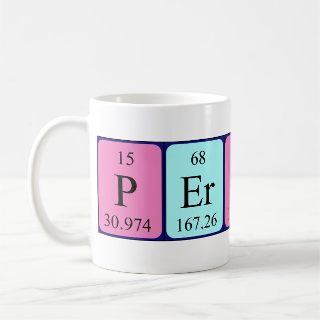Pericles periodic table name mug (Left)