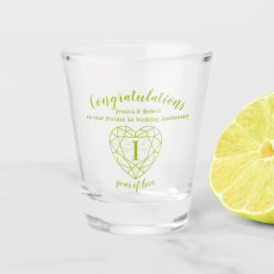 Peridot anniversary 1 year of love green gem shot glass