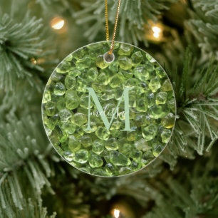 Peridot Birthstone Monogram Personalized Name Ceramic Ornament