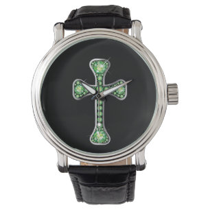 "Peridot" Christian Cross in Silver Watch