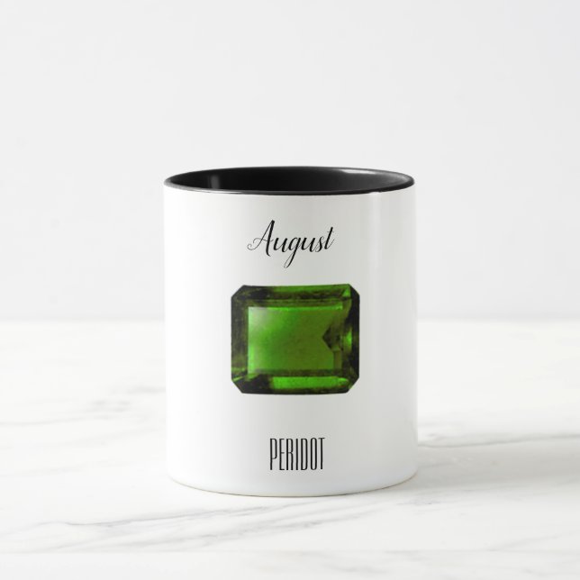 Peridot Green Emerald Coffee Mug August Gemstone (Center)