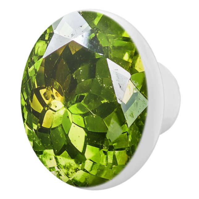Peridot Green Gem Pattern Ceramic Knob (Right)