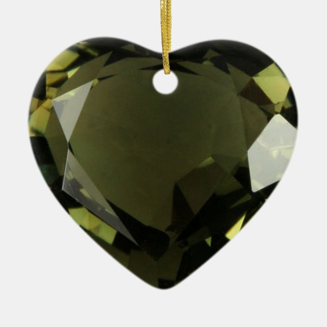 Peridot Heart Ceramic Ornament (Front)