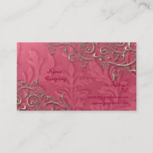 Peridot raspberry + rustic silver swirls business card