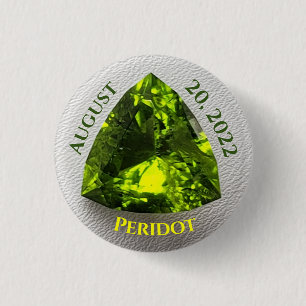Peridot Trillion Keychain 1 Inch Round Button