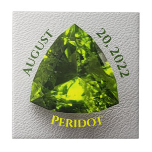 Peridot Trillion Keychain Golf Hat Clip Ring Silve Tile