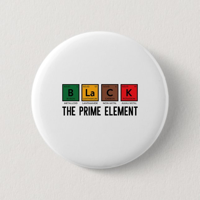 Periodic Table Black The Prime Element Black Histo 2 Inch Round Button (Front)