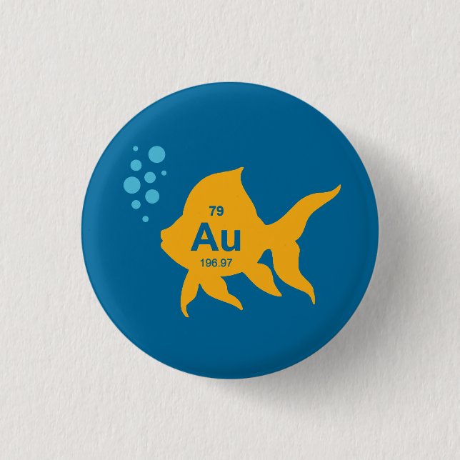 Periodic Table Elemental Gold Fish 1 Inch Round Button (Front)