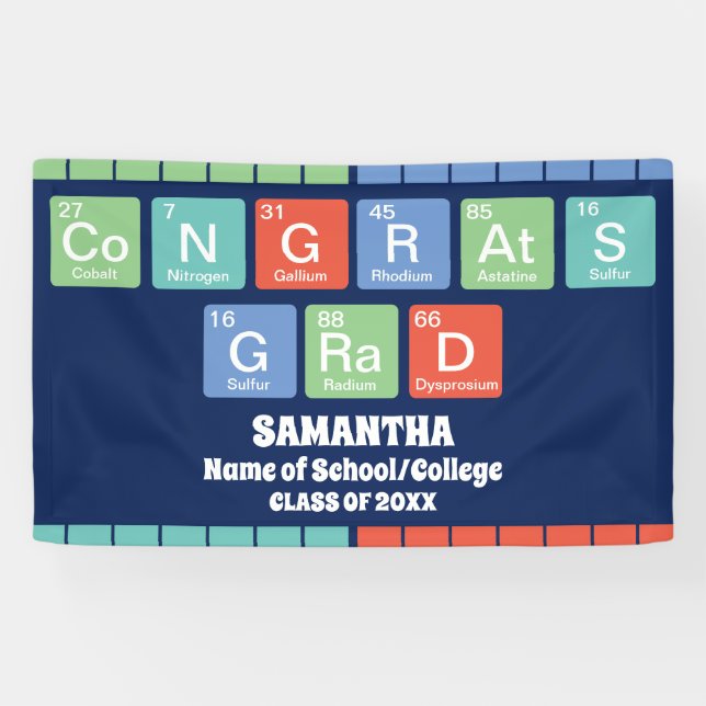 Periodic Table Elements 2025 Graduation congrats Banner (Horizontal)