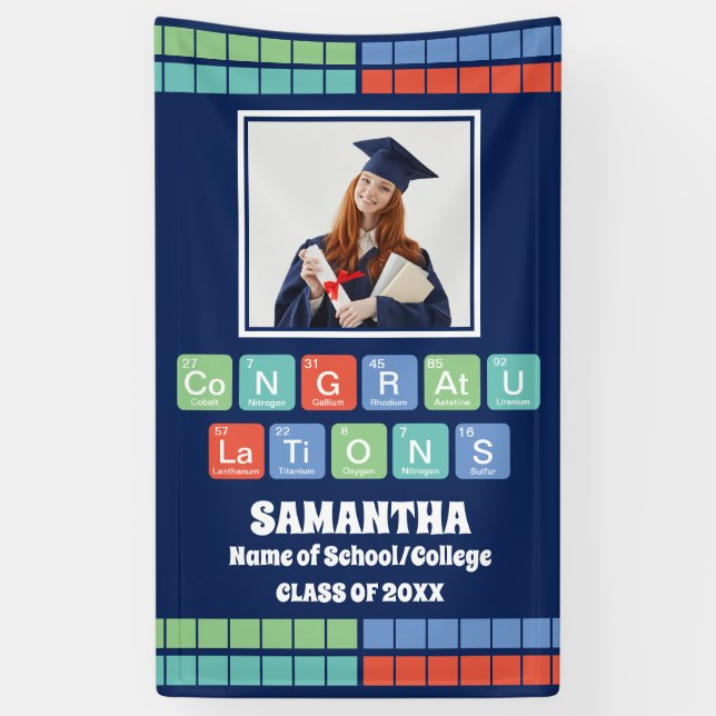 Periodic Table Elements 2025 Graduation Photo Banner (Vertical)