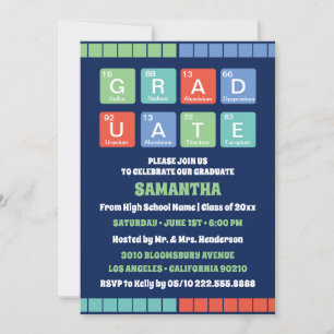 Periodic Table Elements Graduation Party Invitation