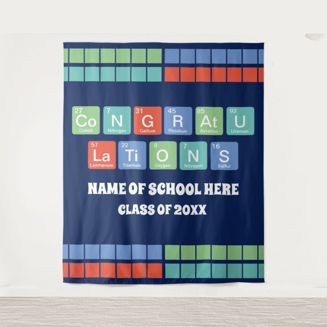 Periodic Table Elements School Reunion Graduation  Tapestry (Front)