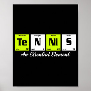 Periodic table Fun Tennis Player gift for men wome Poster