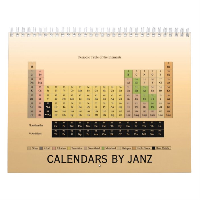 Periodic Table of Elements Calendar by Janz Zazzle.ca