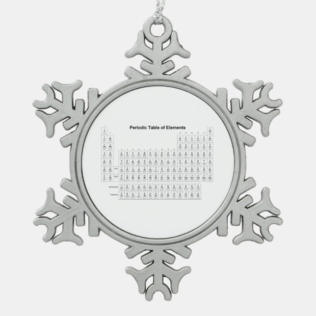 Periodic Table of Elements Chemistry Chart Science Snowflake Pewter Christmas Ornament (Front)