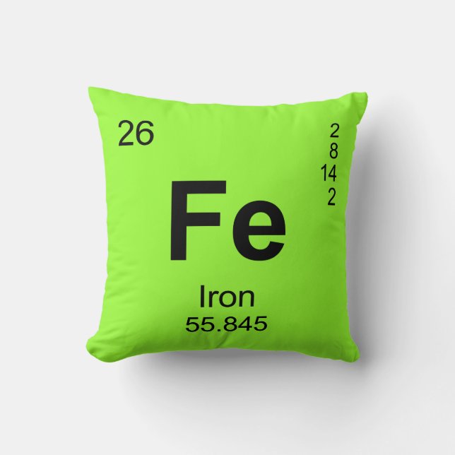 Periodic Table of Elements (Iron) Throw Pillow (Front)