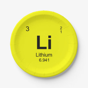 Periodic Table of Elements (Lithium) Paper Plate