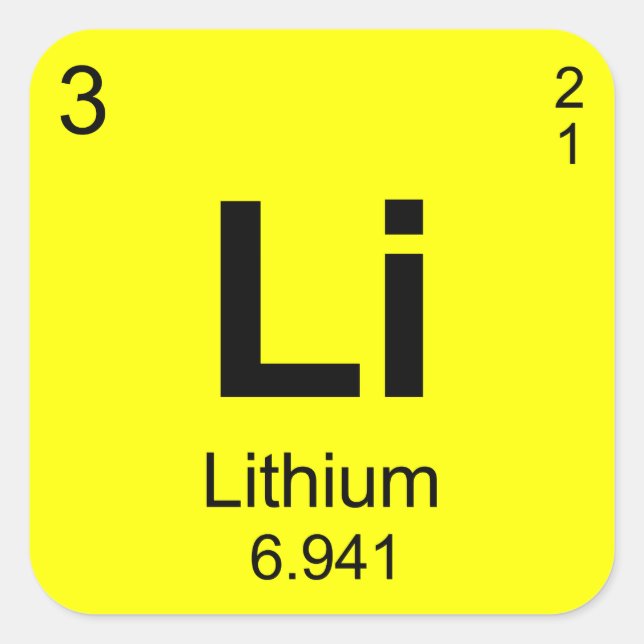 Periodic Table of Elements (Lithium) Square Sticker (Front)