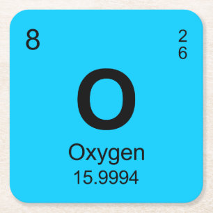 Periodic Table of Elements (Oxygen) Square Paper Coaster