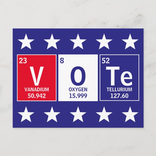 Periodic Table of Elements Spell Vote Postcard (Front)