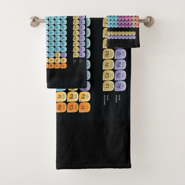 Periodic table of elements throw pillow bath towel set (Insitu)