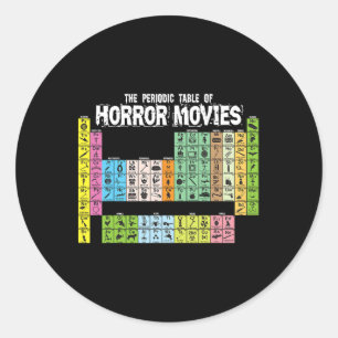 Periodic Table Of Horror Movies Chemistry Science  Classic Round Sticker