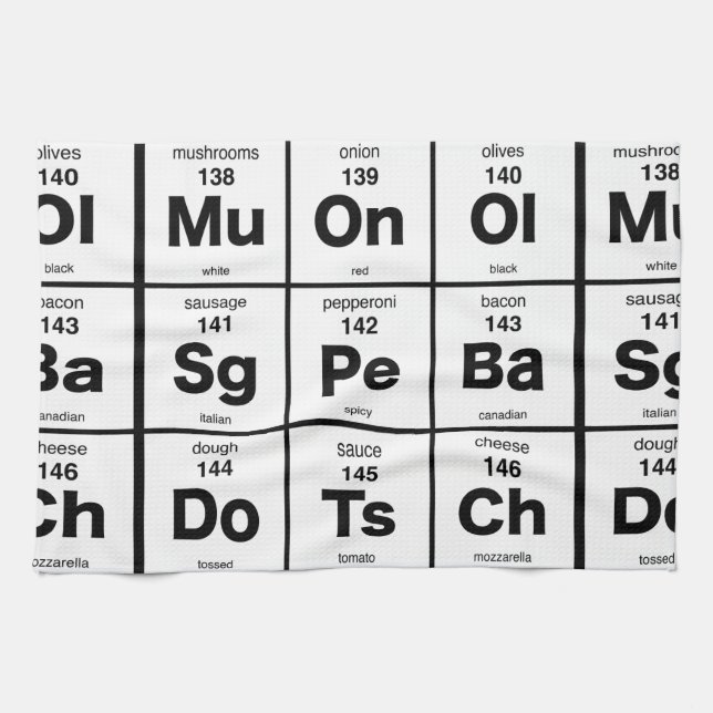 Periodic Table of Pizza Ingredients Kitchen Towel (Horizontal)