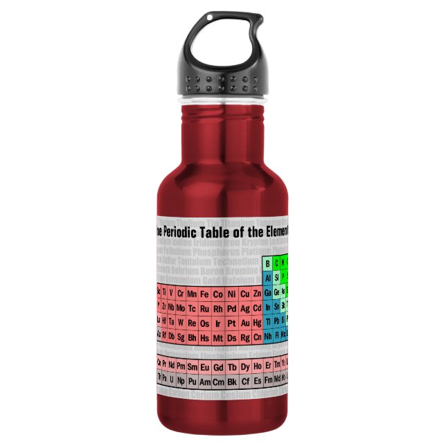 Periodic Table of the Elements w/ Background 532 Ml Water Bottle (Front)