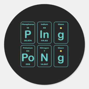 Periodic Table Ping Pong Fun  Classic Round Sticker