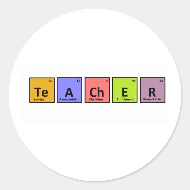 Periodic Table Teacher Appreciation Classic Round Sticker (Front)