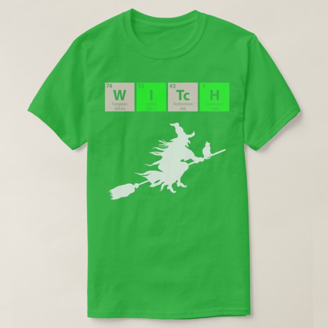 Periodic Table Witch with Witch Graphic T-Shirt (Design Front)