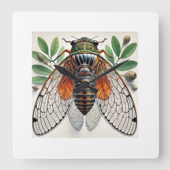 Periodical cicada 100924IREF226 - Watercolor Square Wall Clock (Front)