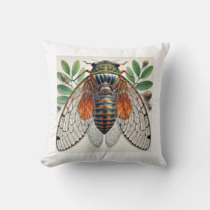 Periodical cicada 100924IREF226 - Watercolor Throw Pillow