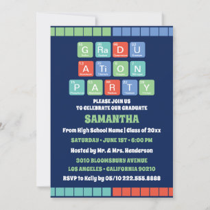 Periodical Table Elements Photo Graduation Party Invitation