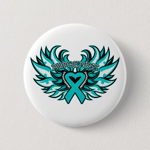 Peritoneal Cancer Awareness Heart Wings.png 2 Inch Round Button