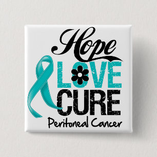Peritoneal Cancer Hope Love Cure 2 Inch Square Button