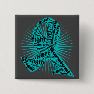 Peritoneal Cancer Ribbon Powerful Slogans 2 Inch Square Button