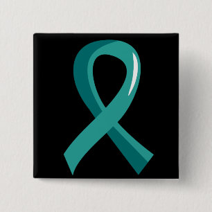 Peritoneal Cancer Teal Ribbon 3 2 Inch Square Button