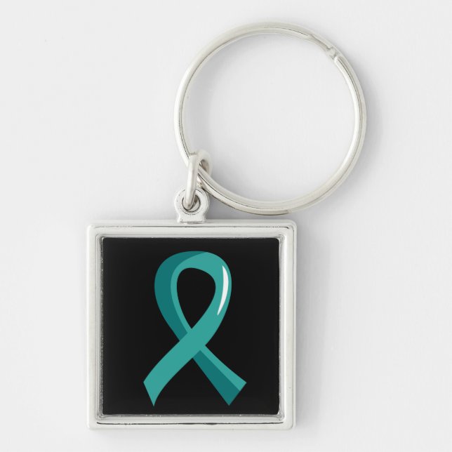 Peritoneal Cancer Teal Ribbon 3 Keychain (Front)