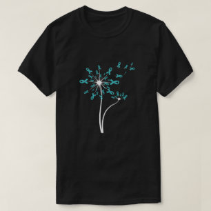 Peritoneal Ovarian Cancer Awareness Dandelion Teal T-Shirt