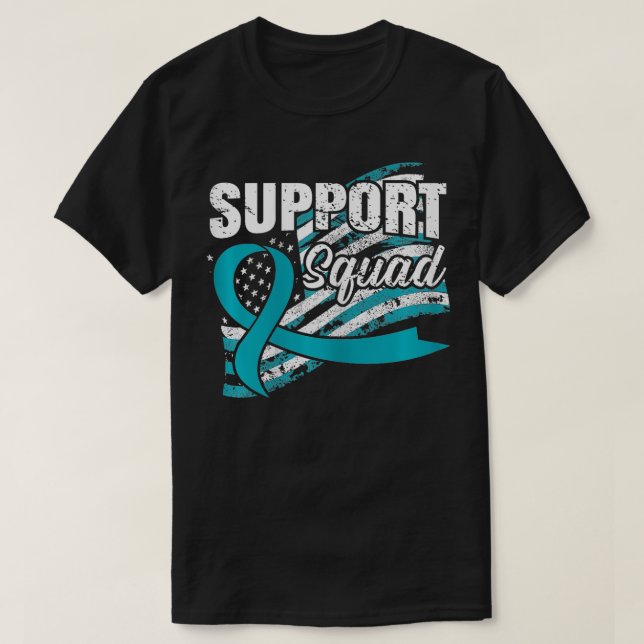 Peritoneal Support Squad USA Flag Awareness Ribbon T-Shirt (Design Front)