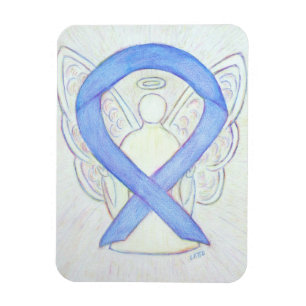 Périwinkel Blue Awareness Ruban Angel Art Magnet