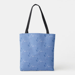 Periwinkle and Blue Whimsical Graphic Doodle Tote Bag