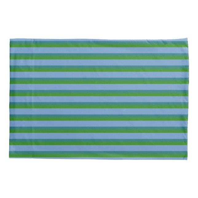 Periwinkle and Green Stripe Standard Pillow Case (Back)
