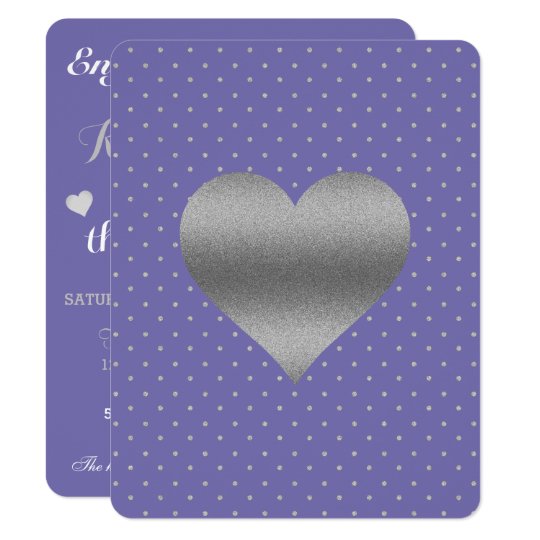 Periwinkle And Silver Heart & Polka Dot Party Card