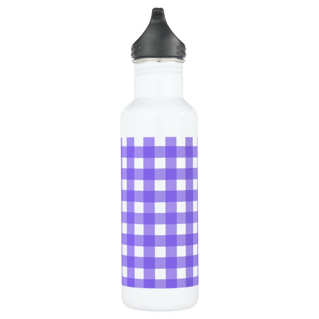 Periwinkle and white gingham 710 ml water bottle (Right)