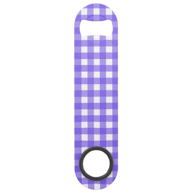 Periwinkle and white gingham bar key (Front)